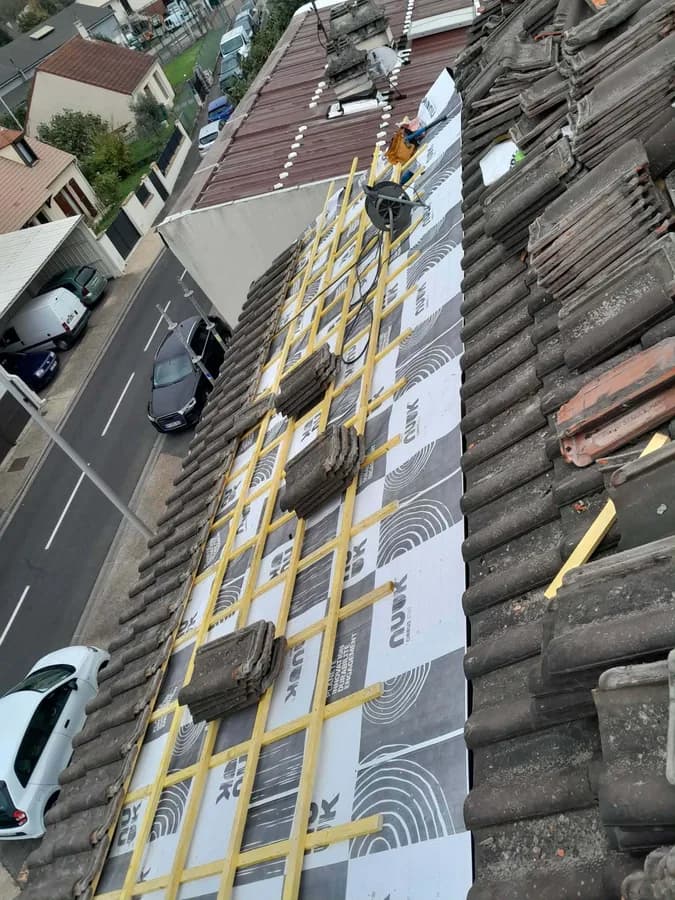 Rénovation toiture vue aérienne